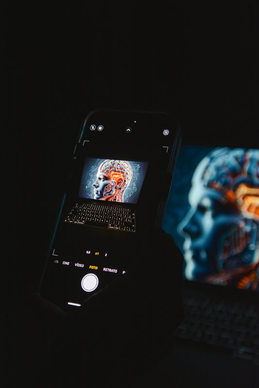 phone photographing screen with ai face