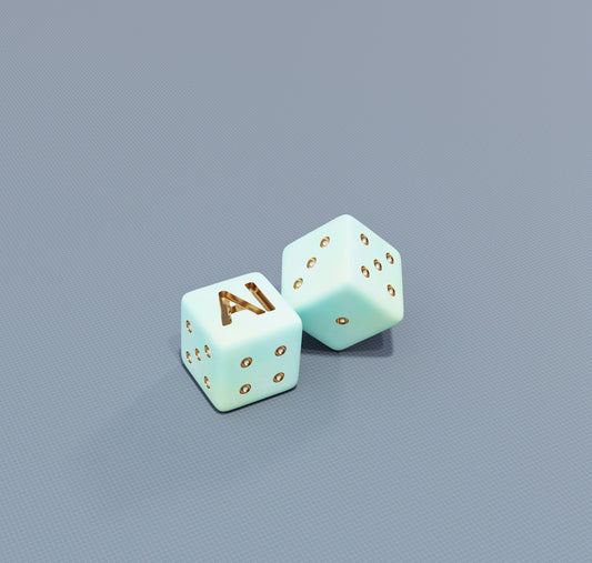 Two dice with ai letters and dots
